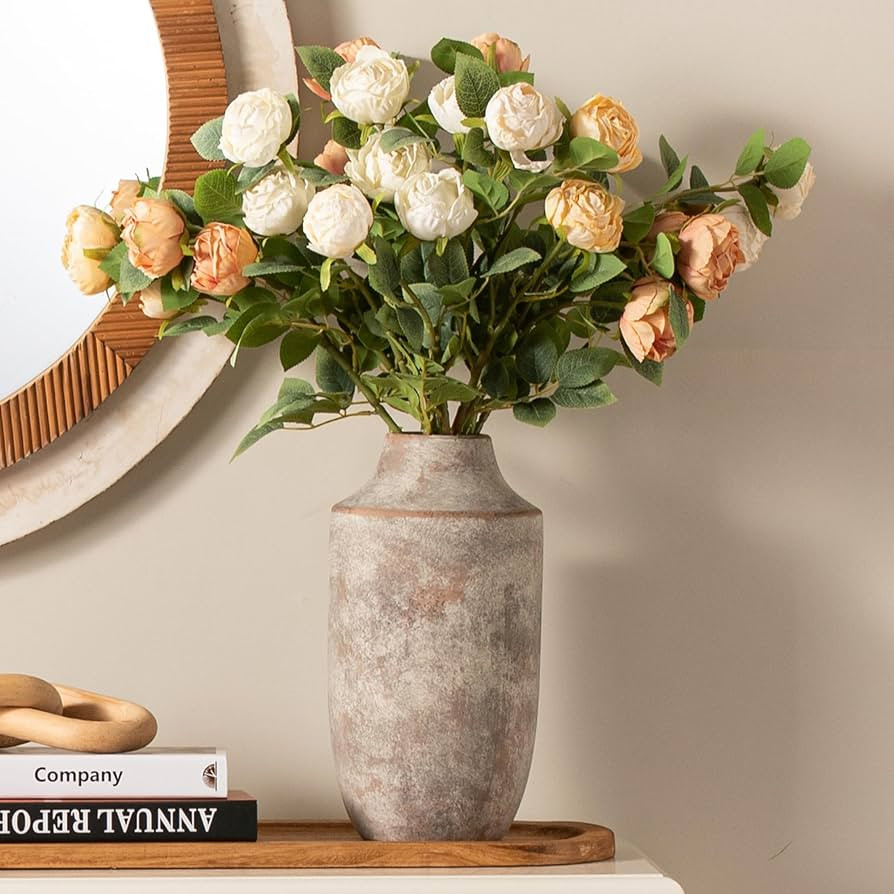 Mitt&Ditt Ceramic Flower Vase, 12.5 inch Tall Off-White Vase, Large Decorative Terracotta Vases, ... | Amazon (US)