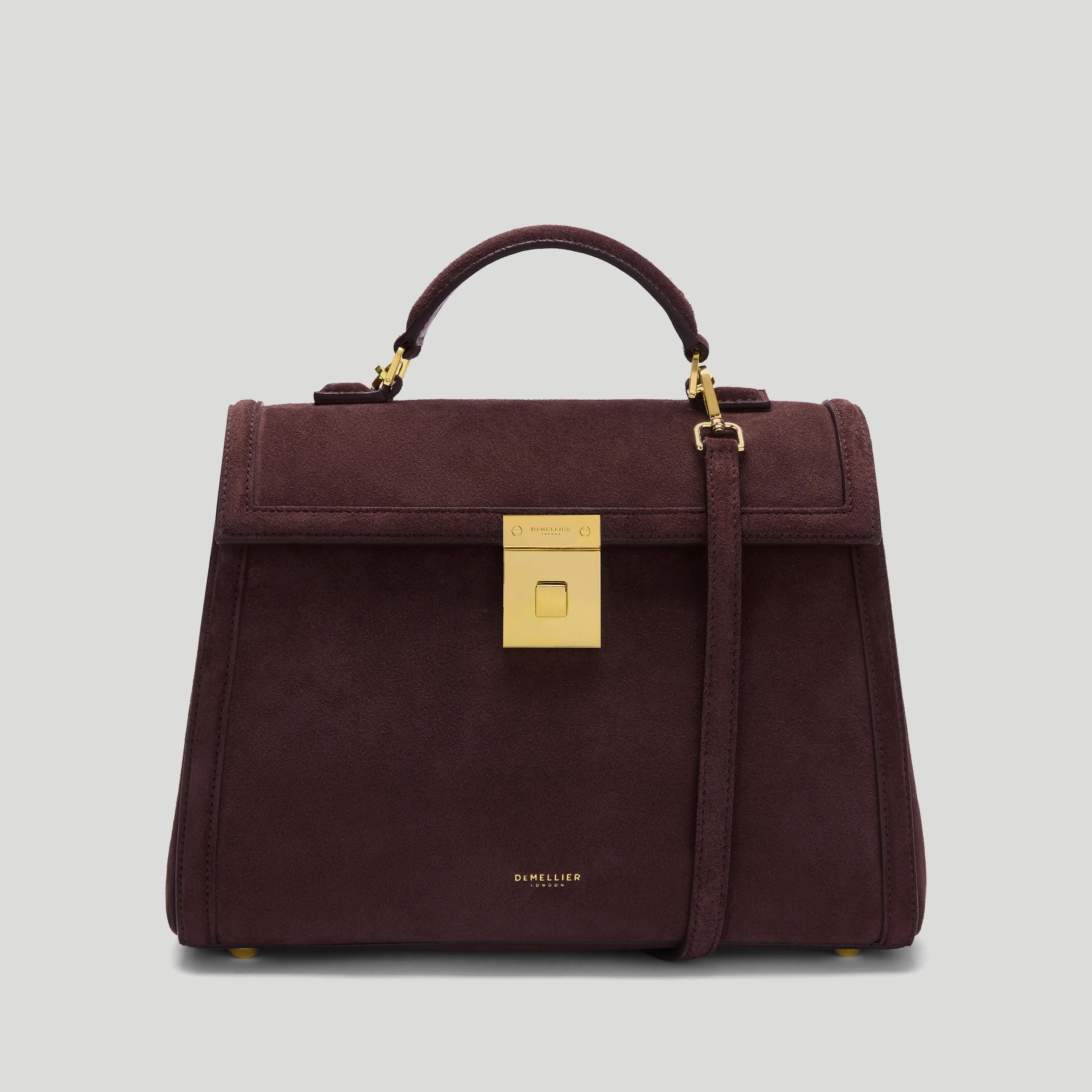 DeMellier The Midi Paris in Burgundy Suede & Burgundy Smooth Leather Crossbody bag | DeMellier