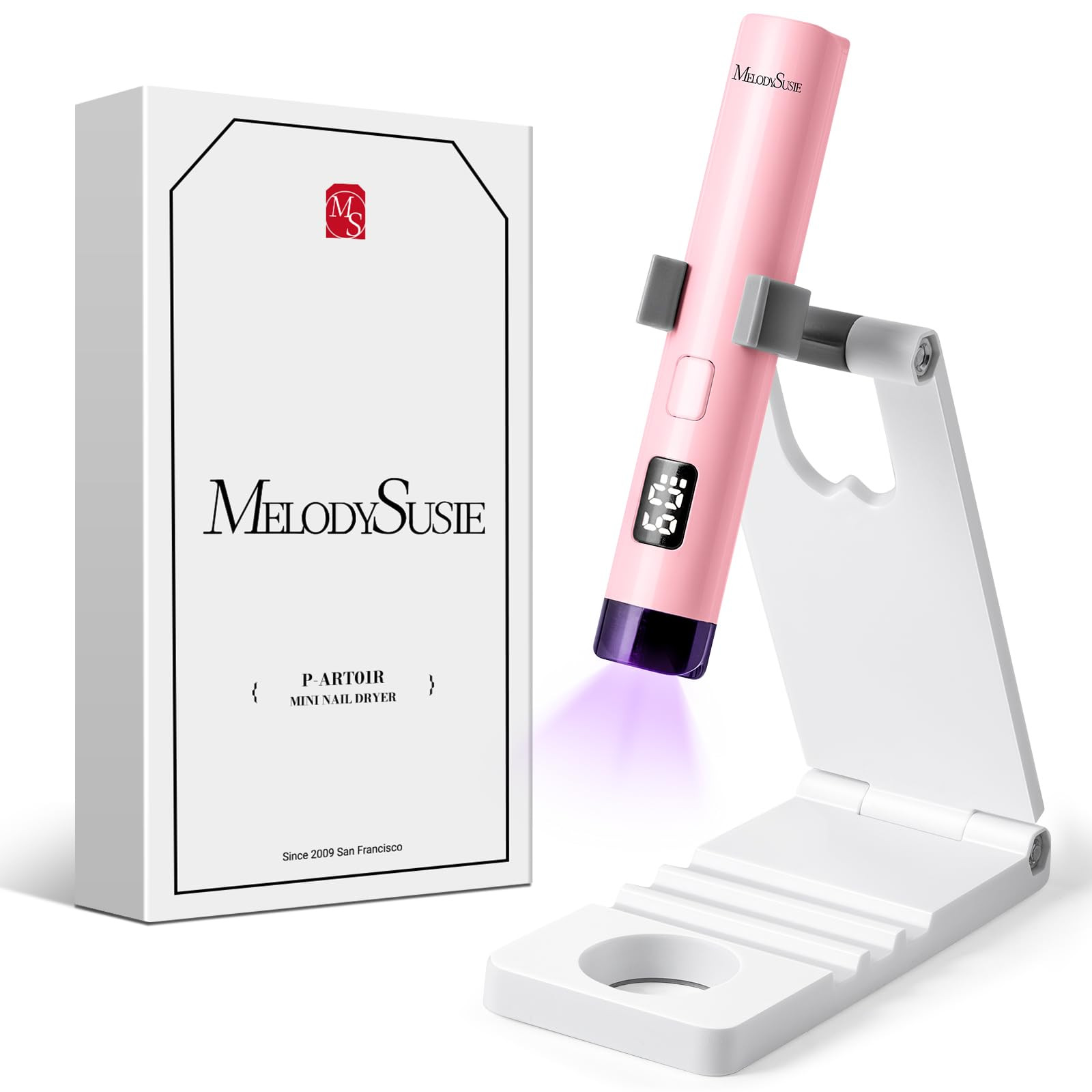 MelodySusie Handheld UV Light for Gel Nails with Stand, Mini Portable Cordless Nail Lamp with LCD... | Amazon (US)