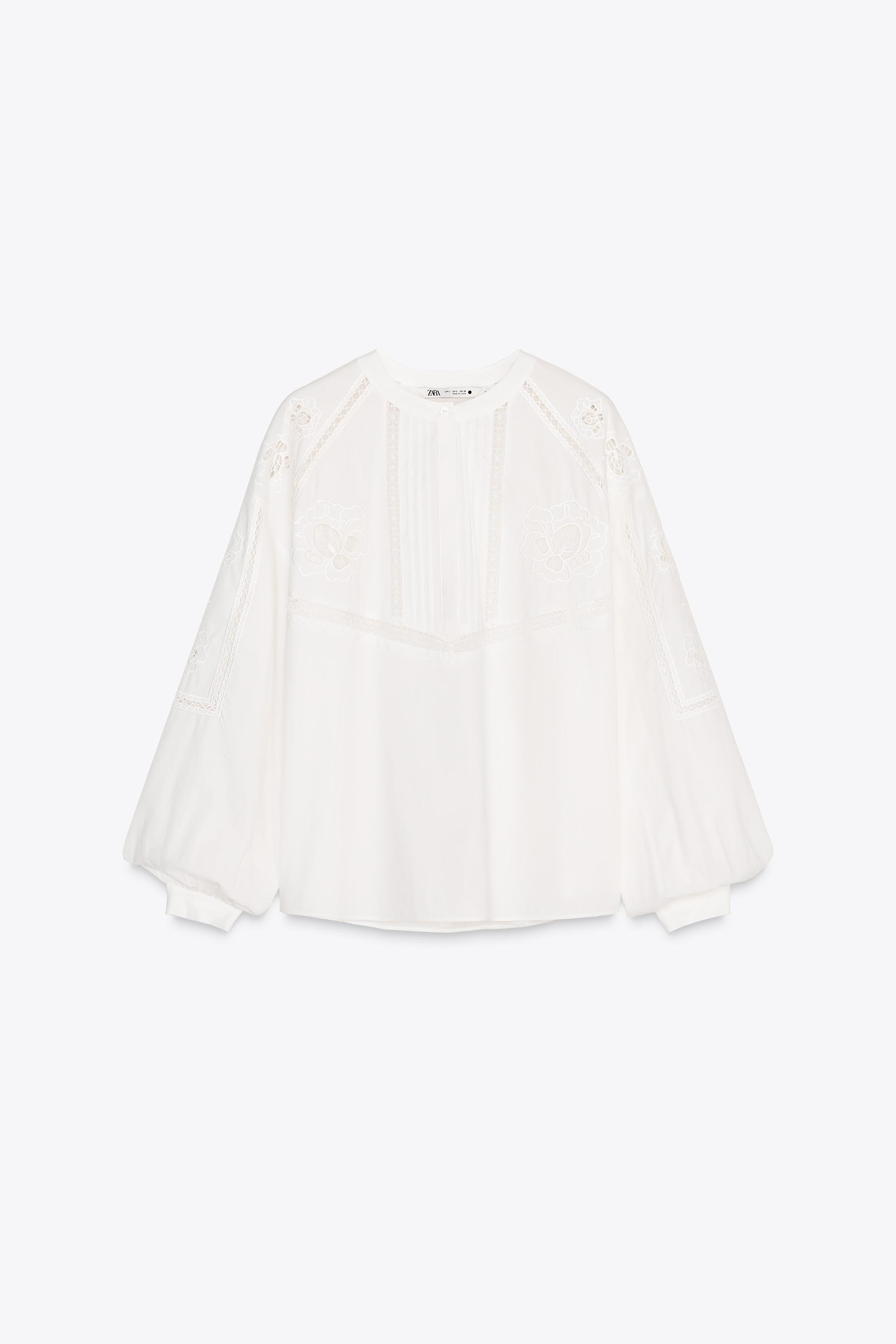 ZW COLLECTION EMBROIDERED OPENWORK BLOUSE | Zara US