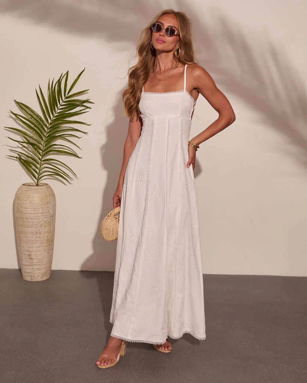 Lovely Ever After Embroidered Cotton Eyelet Maxi Dress | VICI