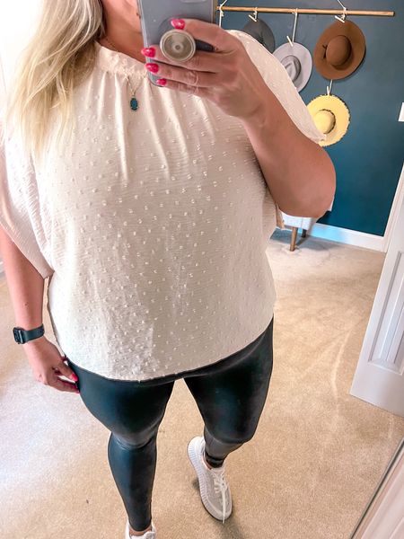 I love a great affordable blouse option to wear to work! This creamy color is so pretty but also got this in an olive green color. Style with slacks or linens pants and some cute flats for a great office outfit . 

#LTKworkwear #LTKplussize #LTKSeasonal