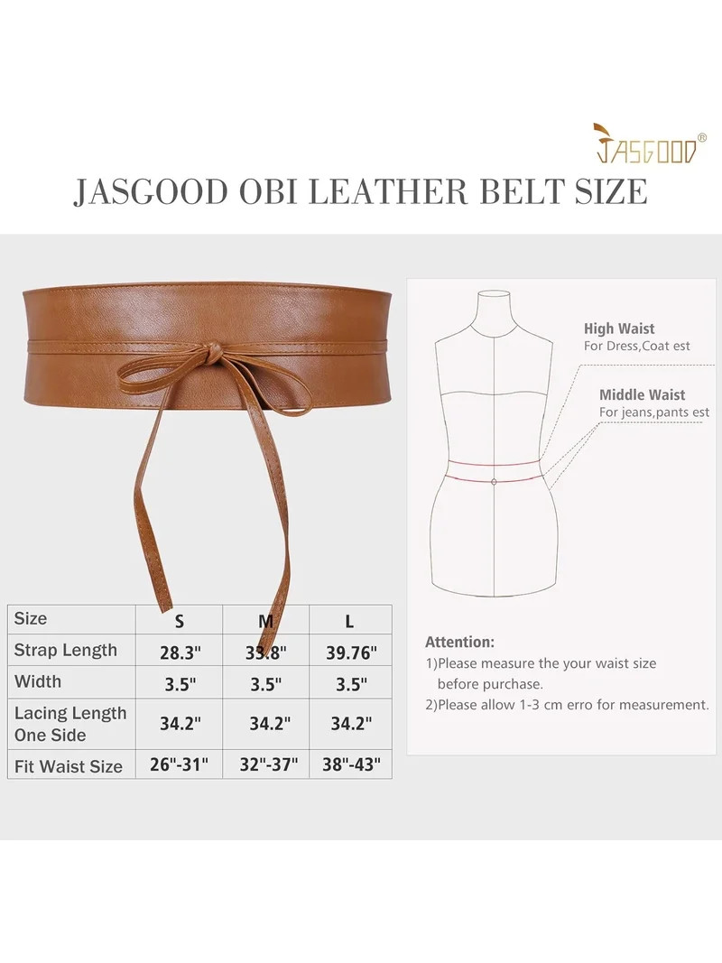 Women Faux Leather Obi Belt, Wide Wrap Retro Waist Belt for Dress | Walmart (US)