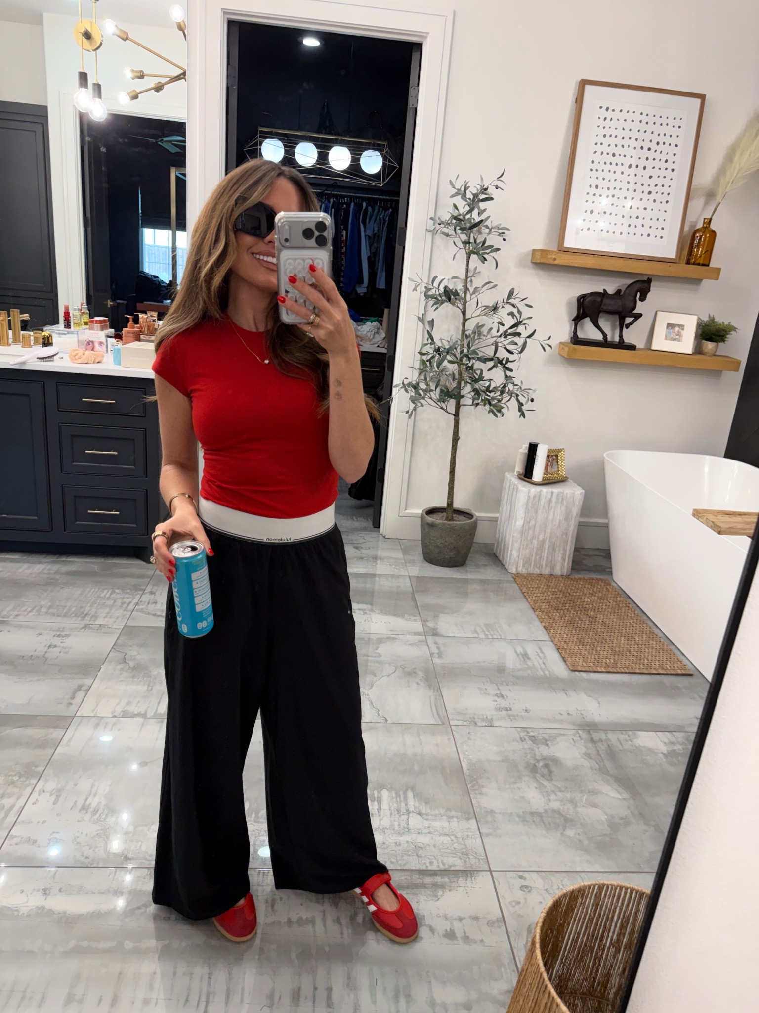 the best basic little tee - I LOVE the fit of this so much!

I can do xs and smalls in tee - this is xs
Linked similar pants that I have and love
Maryjane sambas are true to size 
Gorgie energy drink and YSL sunglasses 

#LTKmomlife #LTKOver40 #LTKPetite