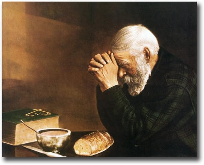 Daily Bread Man Praying At Dinner Table Grace Religious Wall Picture 8x10 Art Print | Amazon (US)