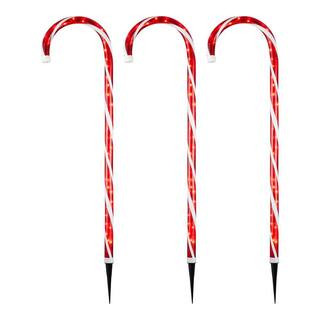 Home Accents Holiday 4 ft Lighted Candy Cane 3-Pack Holiday Yard Decoration TY086-2018-2 - The Ho... | The Home Depot