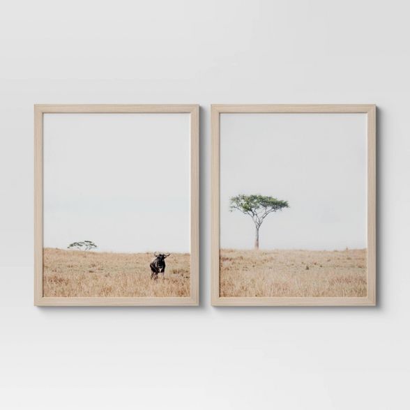 (Set of 2) 16"x 20" African Landscape Framed Wall Art - Threshold™ | Target
