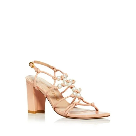 STUART WEITZMAN Womens Pink Knotted Faux Pearl Strappy Adjustable Strap Square Toe Block Heel Buckle | Walmart (US)