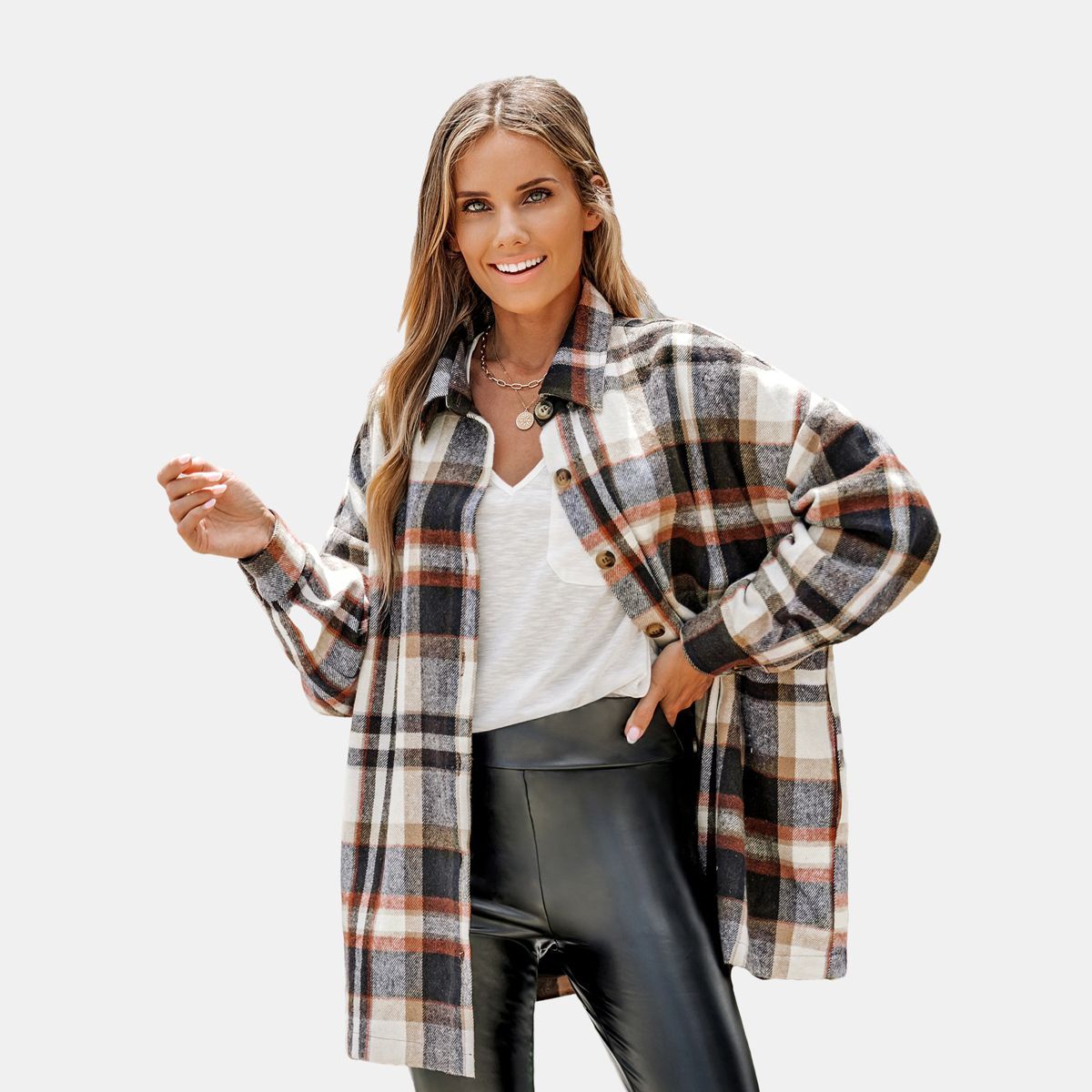 Women's Plaid Button-Front Flannel Shacket - Cupshe | Target