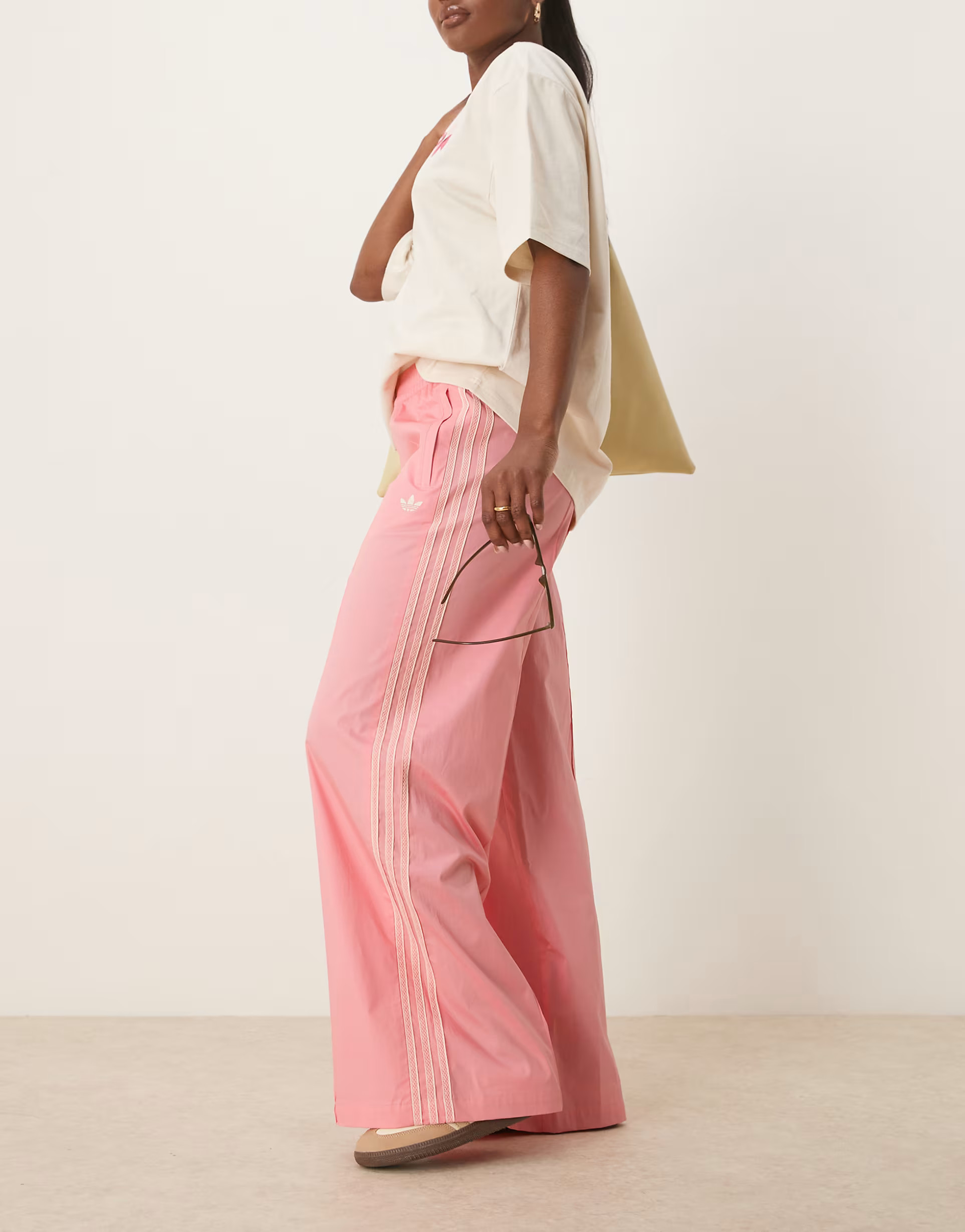 adidas Originals crochet 3 stripe track pants in pink | ASOS (Global)