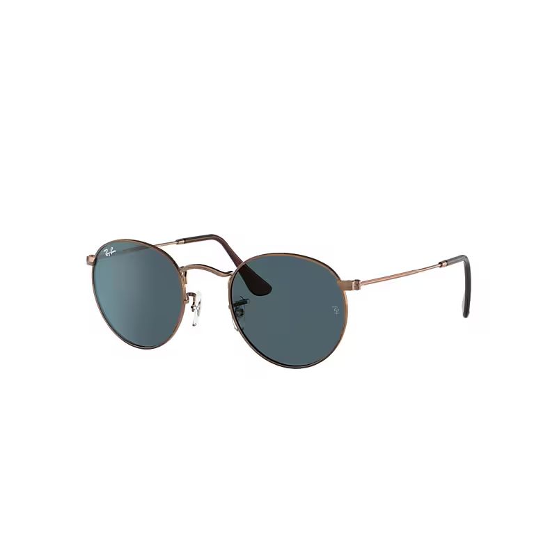 Ray-Ban Round Metal Antiqued Sunglasses Antique Copper Frame Blue Lenses 53-21 | Ray-Ban (US)