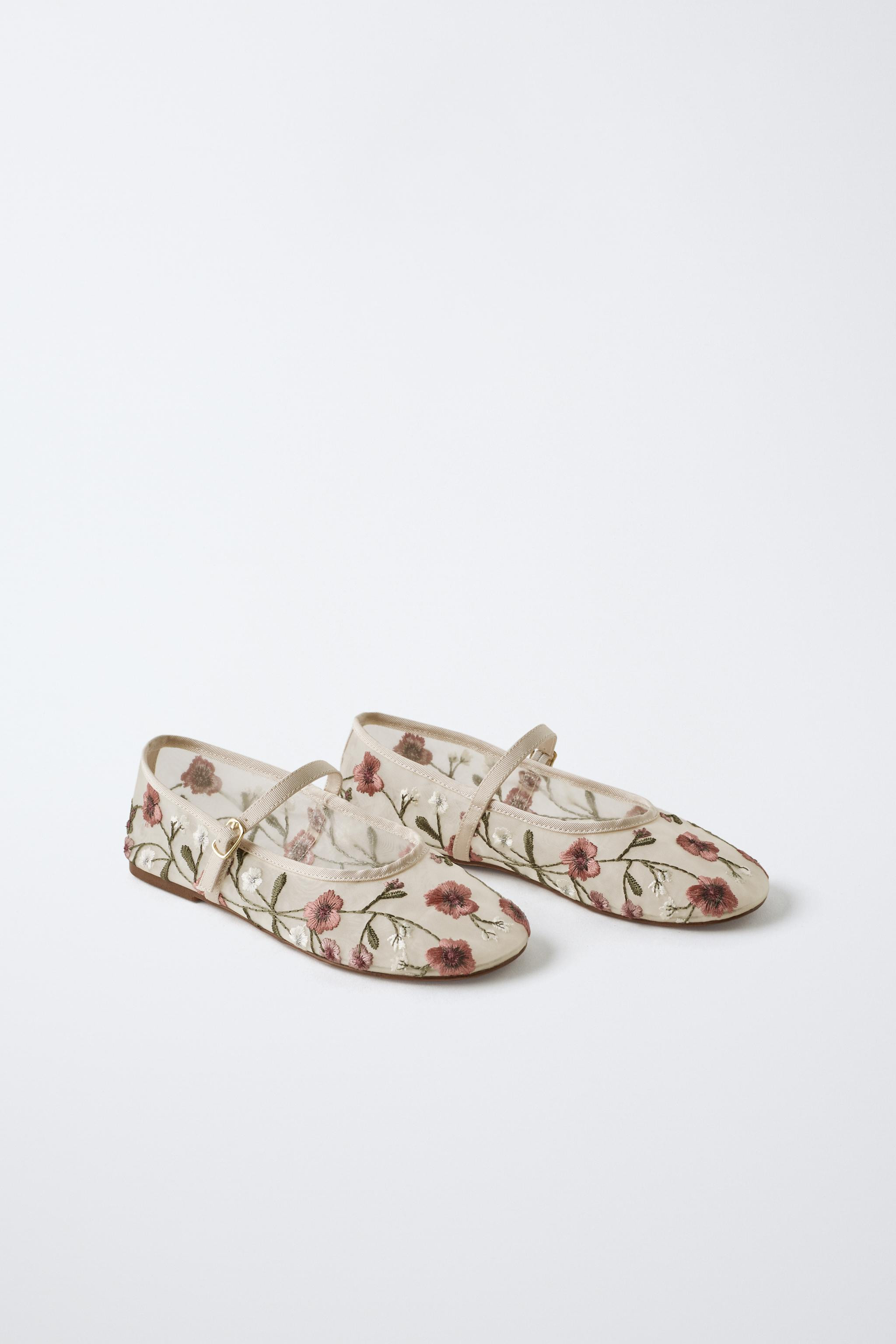 EMBROIDERED BALLET FLATS | Zara US