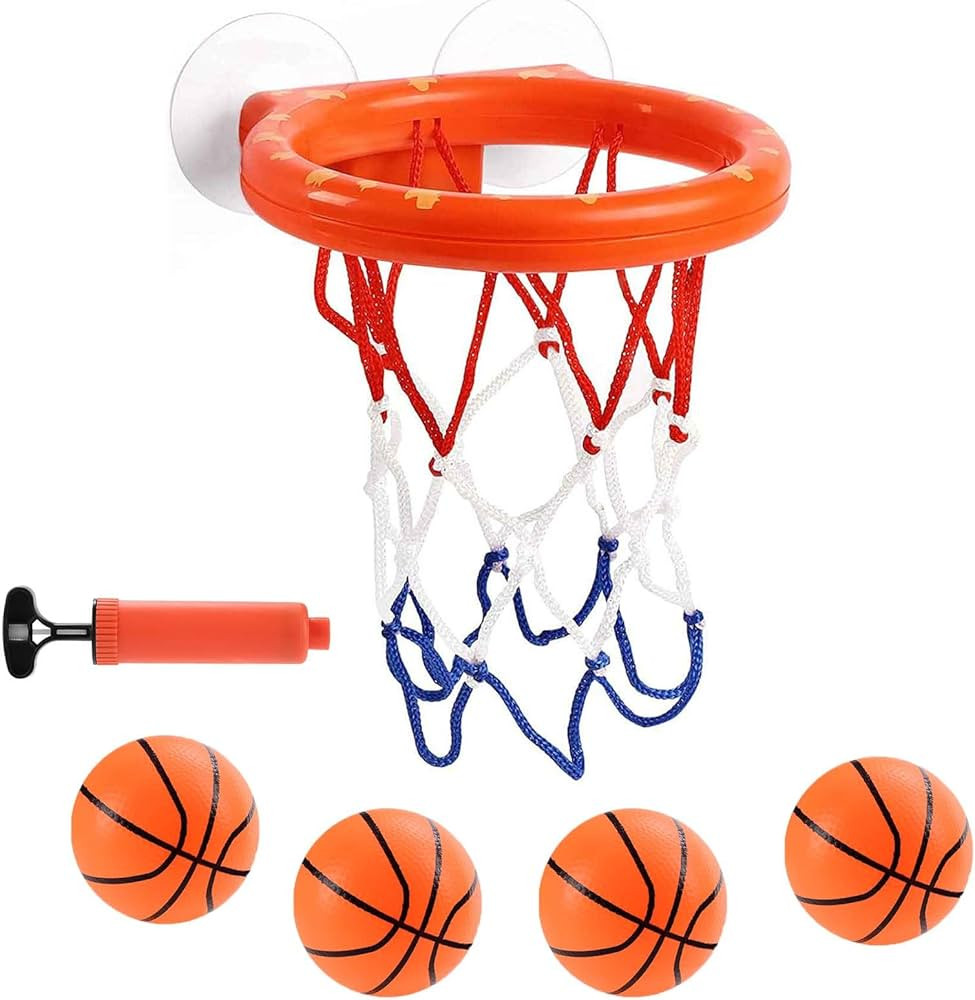 Cyfie Bath Toys Toddler, Bathtub Basketball Hoop with 4 Soft Ball for Kids Girls Boys, Suction Cu... | Amazon (US)
