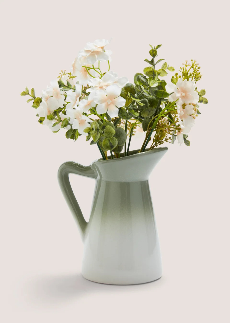Pink Mixed Flowers in Ceramic Jug | Matalan (UK)