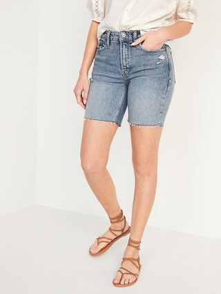 High-Waisted O.G. Straight Cut-Off Jean Shorts for Women -- 7-inch inseam | Old Navy (CA)