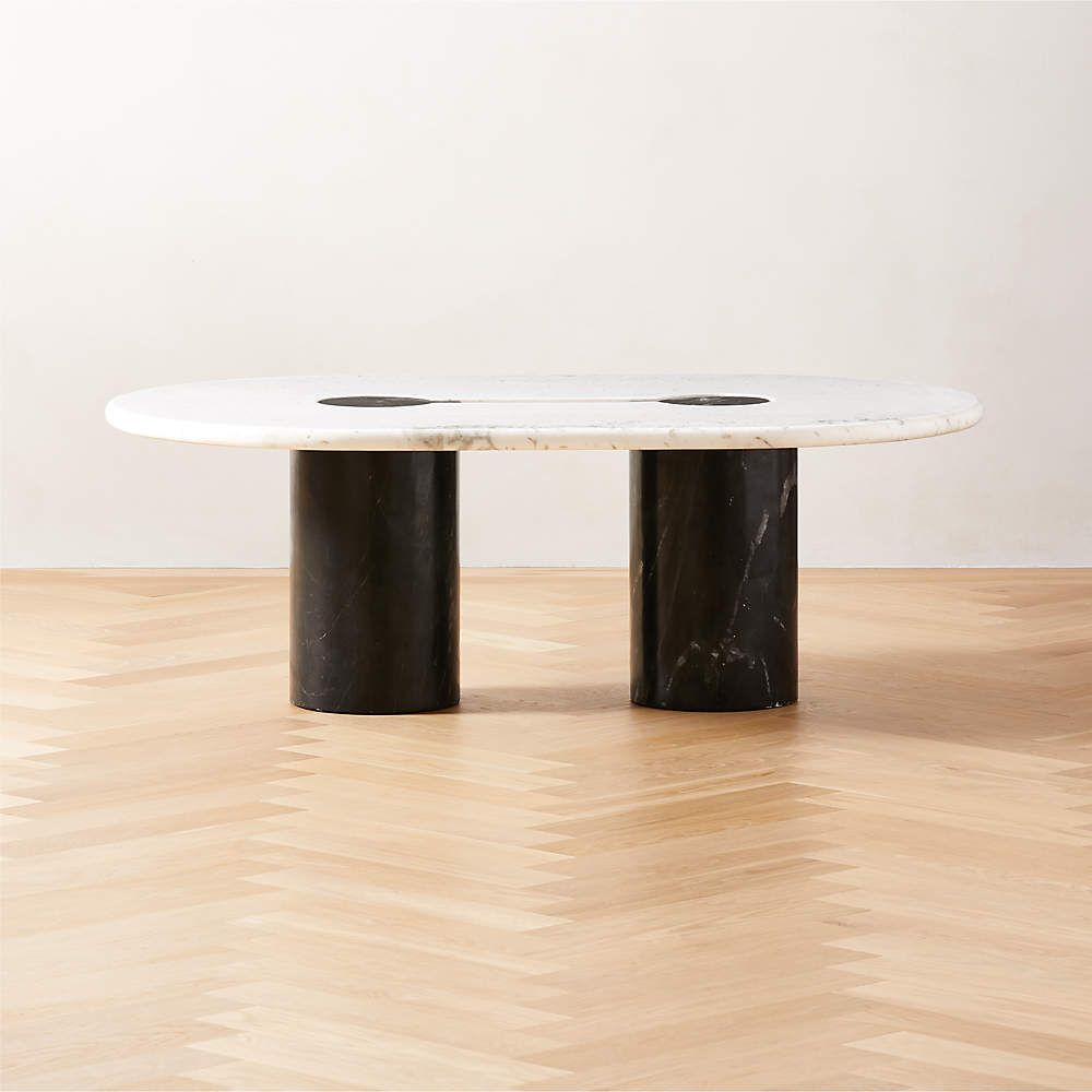 Liguria Modern Oval Black Marble Coffee Table with Black Marble Base + Reviews | CB2 | CB2