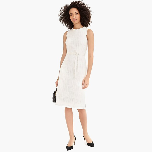 Belted sheath dress in textured tweed | J. Crew US