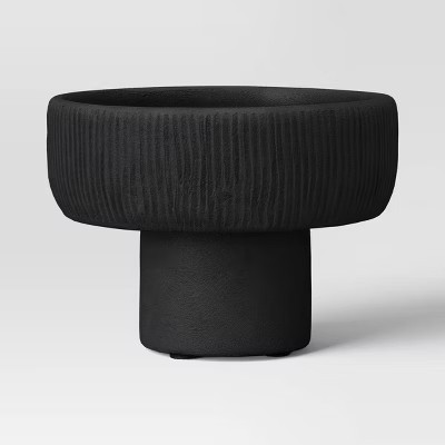 Pedestal Ceramic Bowl Black - Threshold™: Curved Tabletop Centerpiece, 6.5" Height, 9" Width | Target