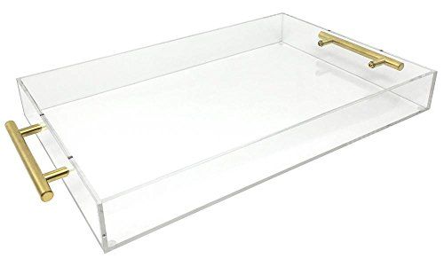 Isaac Jacobs Clear Acrylic Tray with Handle (11x14, Clear with Gold Handle) | Amazon (US)