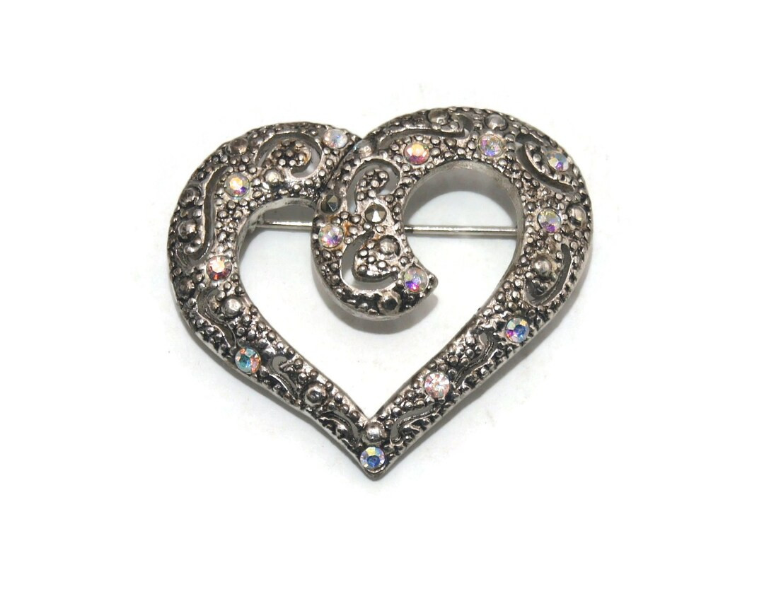 AAI Hallmark Rhinestone Heart Brooch | Etsy (US)