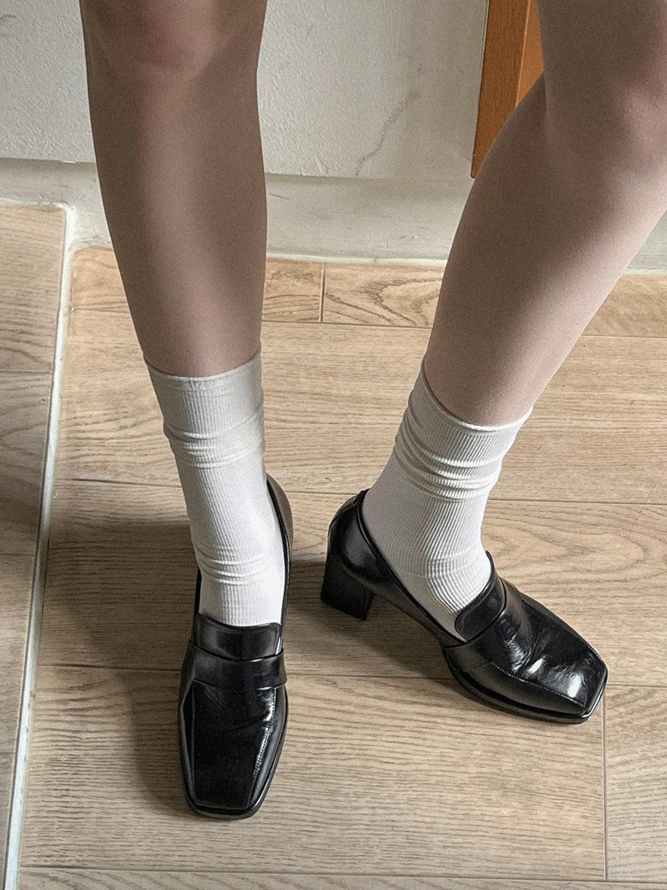 Square Cut Block Heel Loafer (APH373) | W Concept (US)
