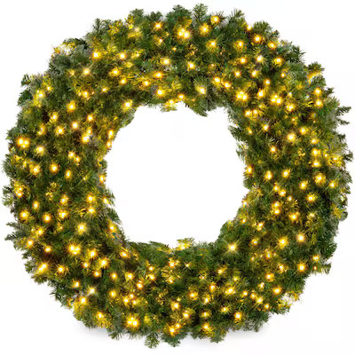 Best Choice Products  36in Artificial Pre-Lit Fir Christmas Wreath Decoration w/ 150 LED Lights 3... | Lowe's