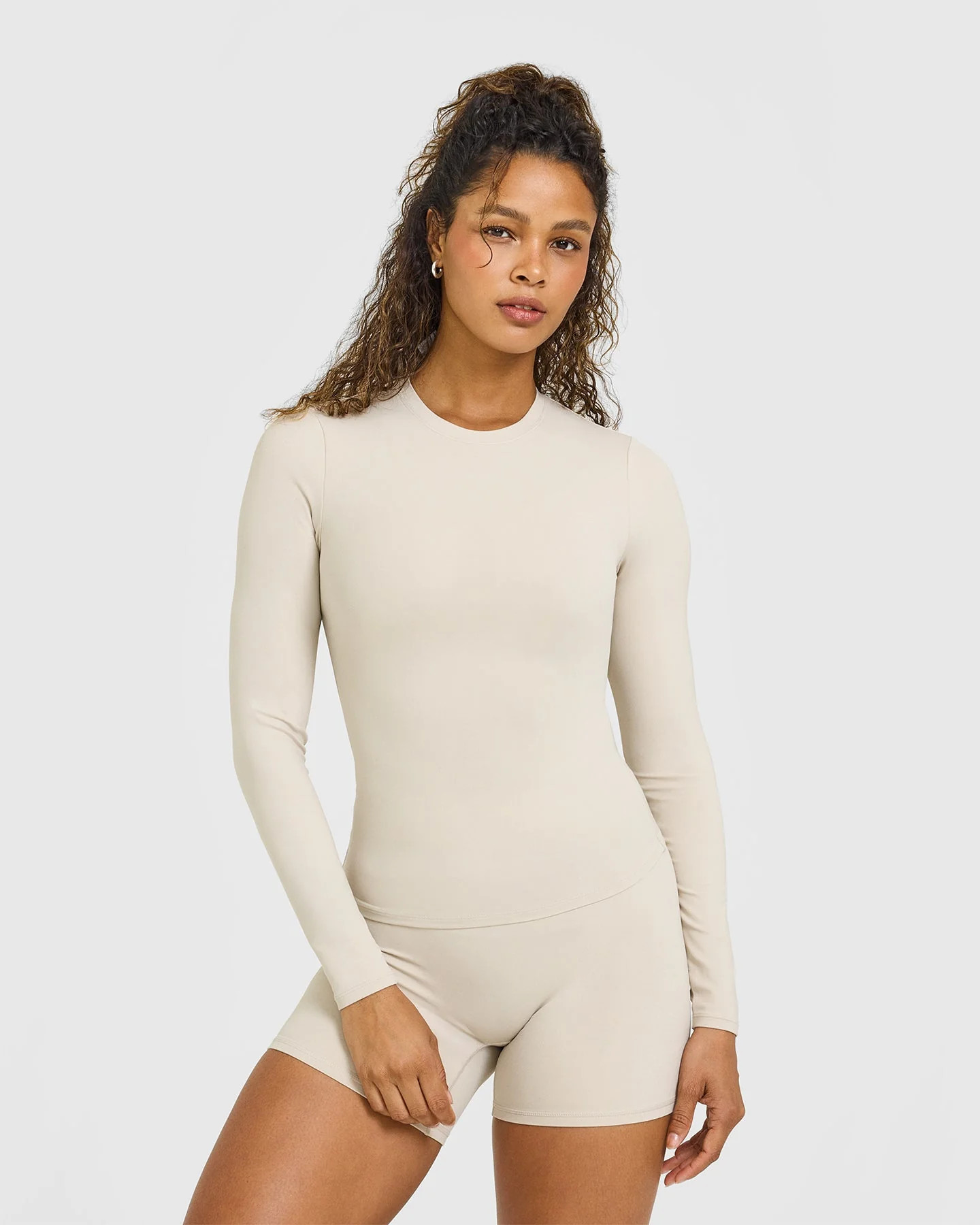 SoftMotion™ Long Sleeve Top with White Logo 
 Sand | Oner Active (UK / US)
