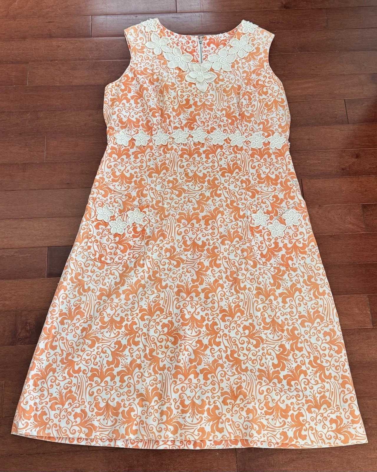 Vintage Women’s 1960s 70s Lily Pulitzer Orange White Dress Frill Pattern Zipper | eBay US