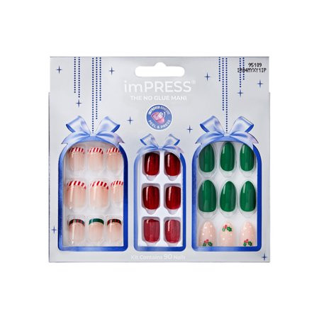 KISS imPRESS No Glue Needed Press On Nails imPRESS Nails Holiday Gift Set 10 Gift Set 10 Multicol... | Walmart (US)