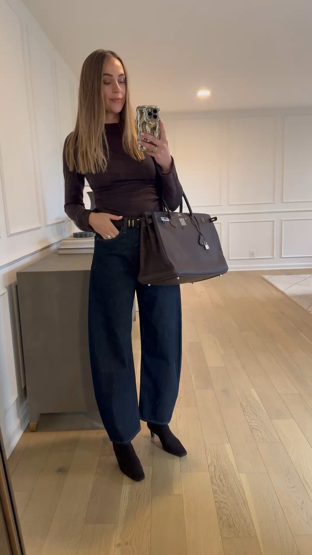 Fashion jackson, fall outfit,
Top: small
Jeans: true to size
Belt: small
Boots: true to size 
Birkin size 40 

#LTKOver40 #LTKFindsUnder100 #LTKSaleAlert