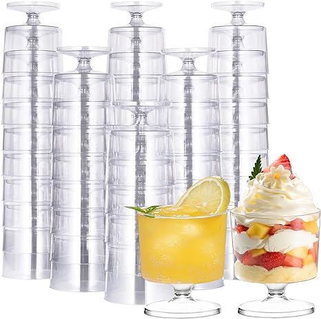 HyHousing 2 Oz Clear Plastic Wine Glasses 80 Pack Mini Hard Disposable Shot Glasses Plastic Drink... | Amazon (US)