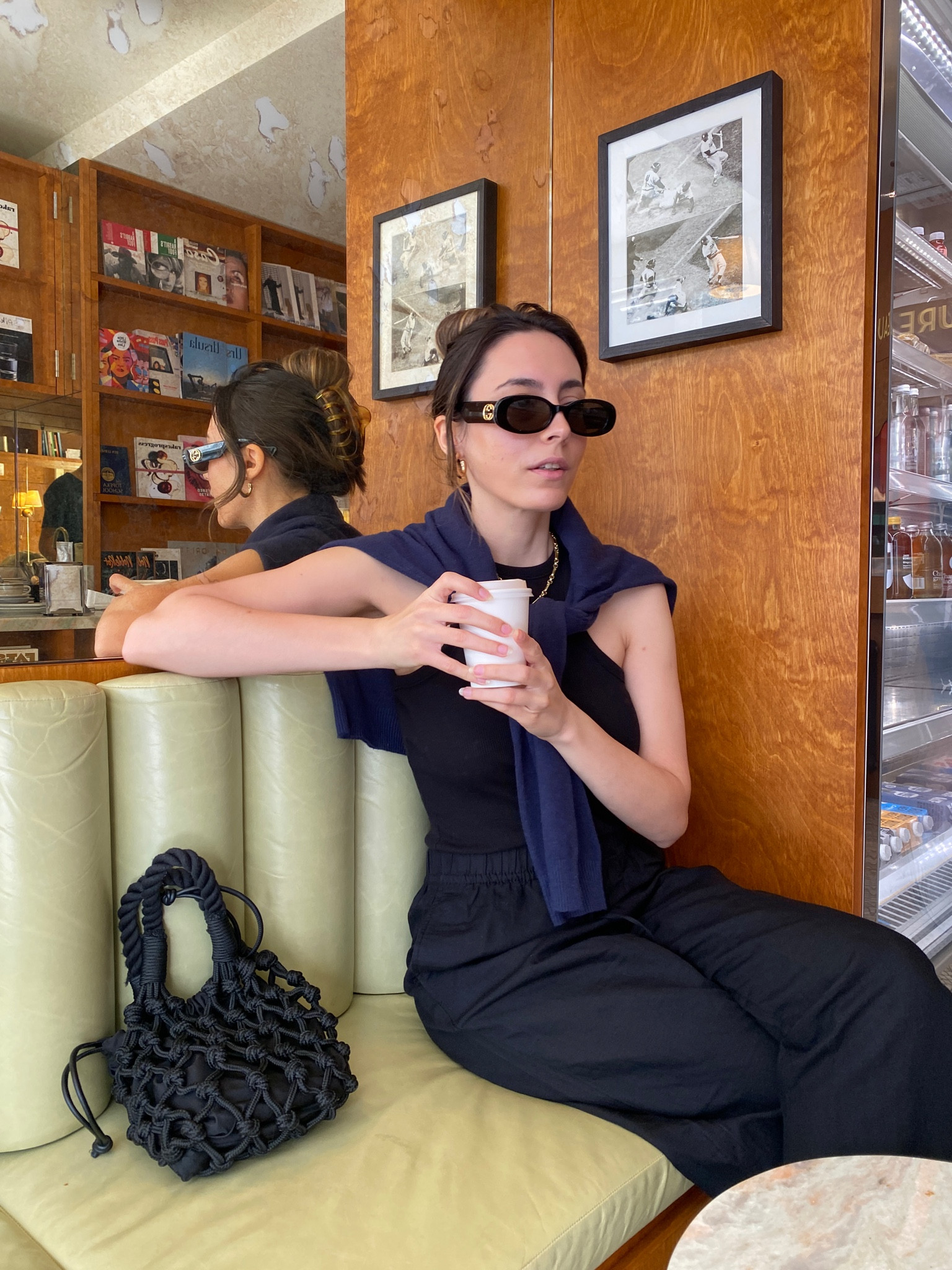 Quick coffee run outfit, casual summer outfit, all black look, black racer top, black linen trousers, wide leg trousers for summer, classic outfit, capsule wardrobe basics, summer basics, summer must haves, string pouch bag, net bag, holiday outfit ideas, city outfit, casual vacation outfit ideas, Mary Jane ballerinas, black ballerina flats, ballet pumps, London style, casual office outfit, workwear #outfitideasforsummer #summerstyle 

#LTKsummer #LTKtravel #LTKworkwear