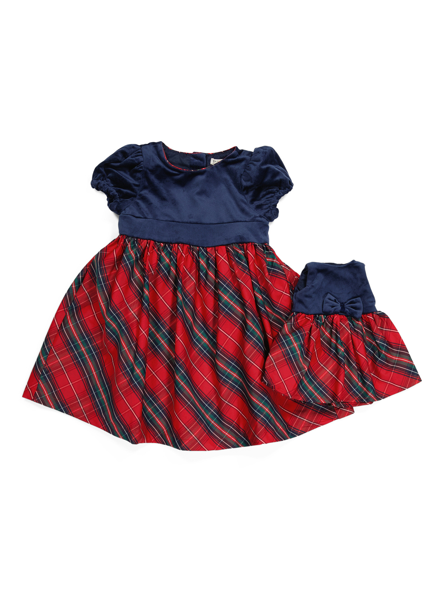 Toddler Girls Velour Plaid Holiday Dress With Matching Doll Dress | Clothing | Marshalls | Marshalls