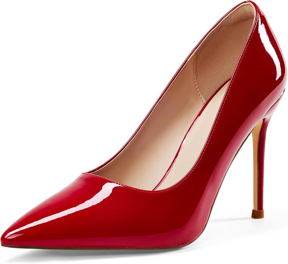 Elisabet Tang Women's High Heels Pumps Closed Pointed Toe Stiletto 4inch Heels Classic Office Spe... | Amazon (US)