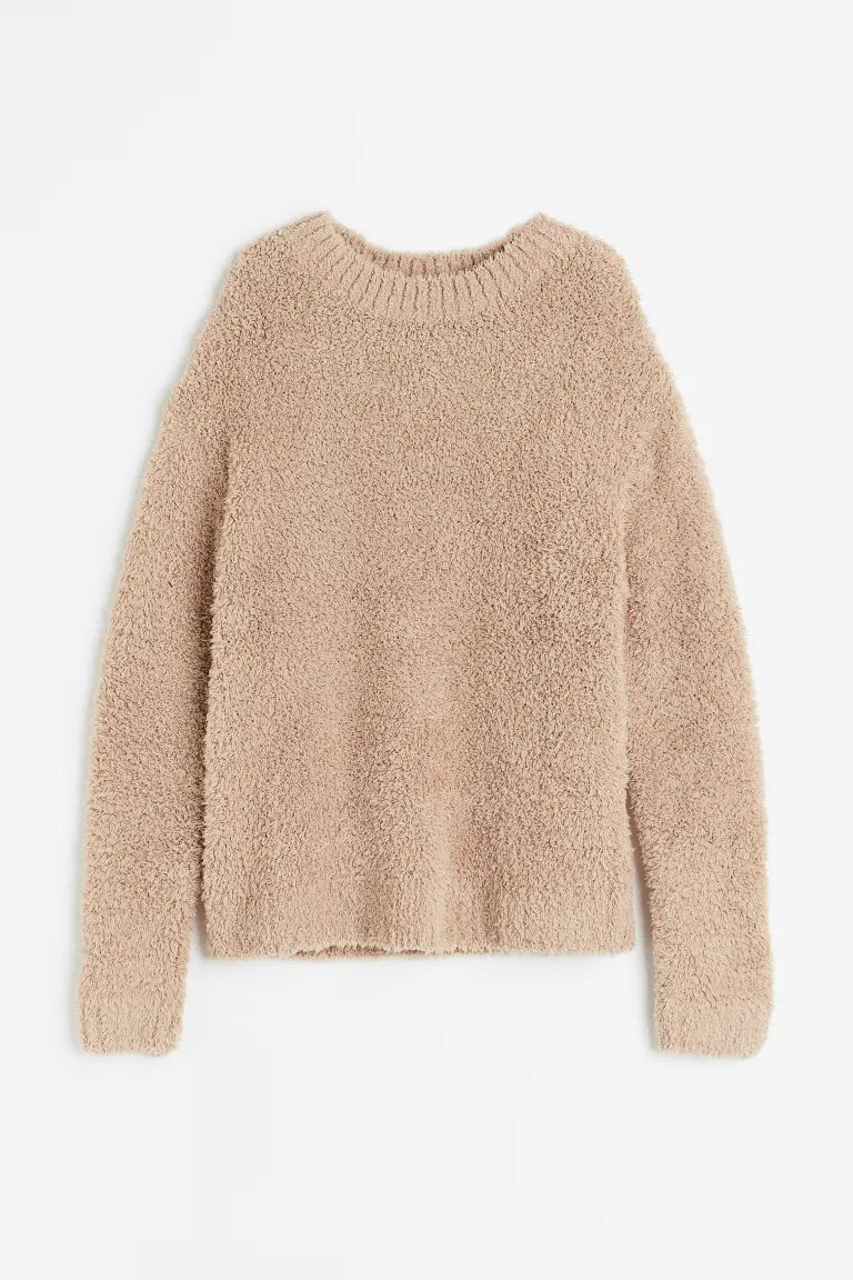 Fluffy-knit Loungewear Top - Beige - Ladies | H&M US | H&M (US + CA)