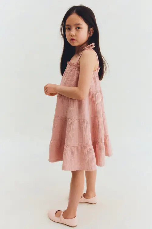H&M Cotton Muslin Dress in Light Dusty Pink at Nordstrom, Size 3T | Nordstrom