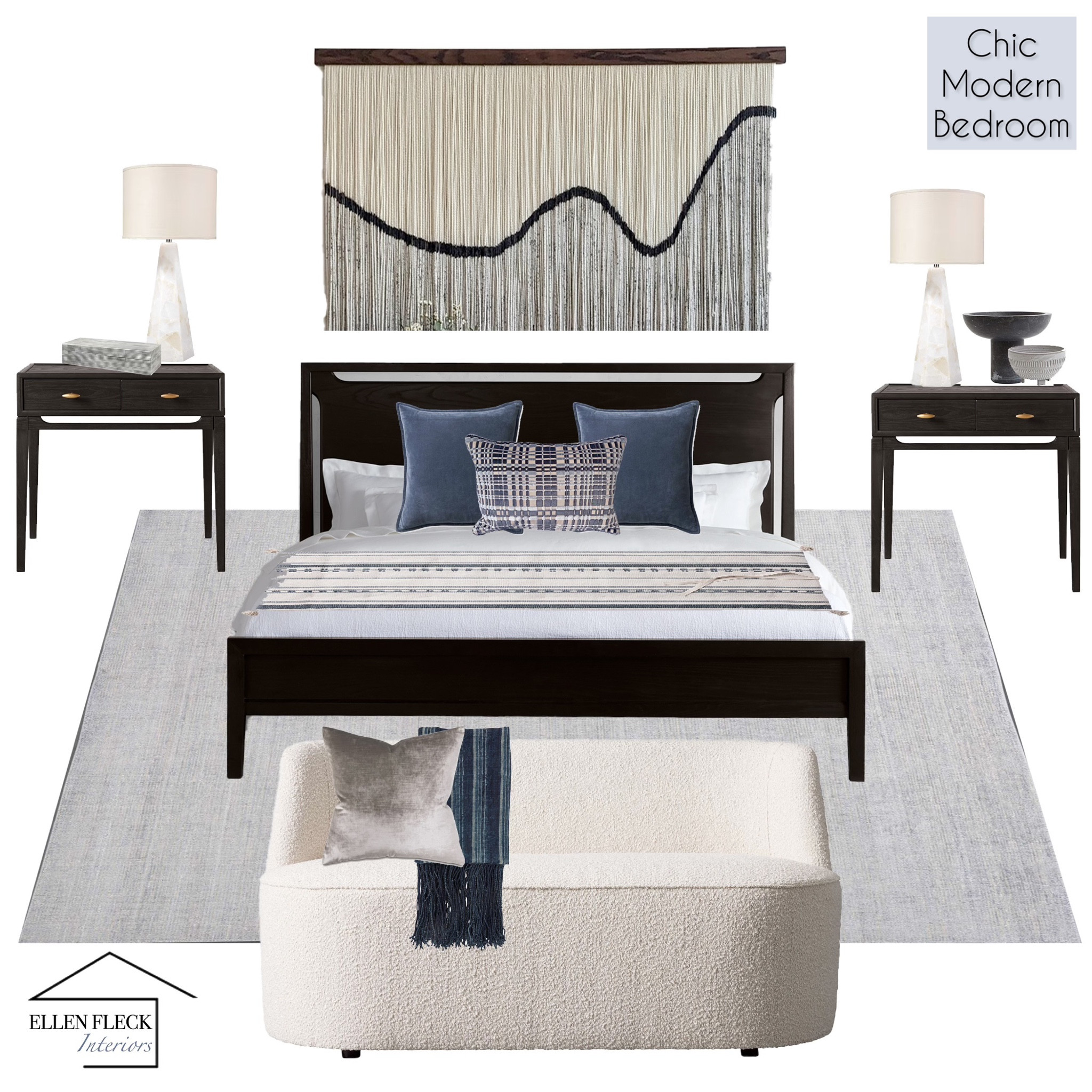 This new bedroom design is modern and chic with just the right balance neutral and color. Accented with cool blues and greys and contrasting black and white for a clean look that is effortless and timeless. #bedroom #bedroomdesign #bedroomdecor #bedroommakeover #arhaus
#bluebedroom #ellenfleckinteriors #LTKbedroom #masterbedroom #primarybedroom #freedesign #interiordesigner #interiordesign

#LTKhome