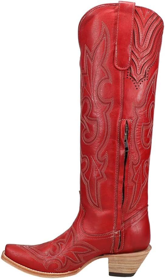 Corral Ladie's RED Embroidery Tall TOP, Corral Large 65X35 Sole,Cowhide Leather, Western Boot, A4... | Amazon (US)
