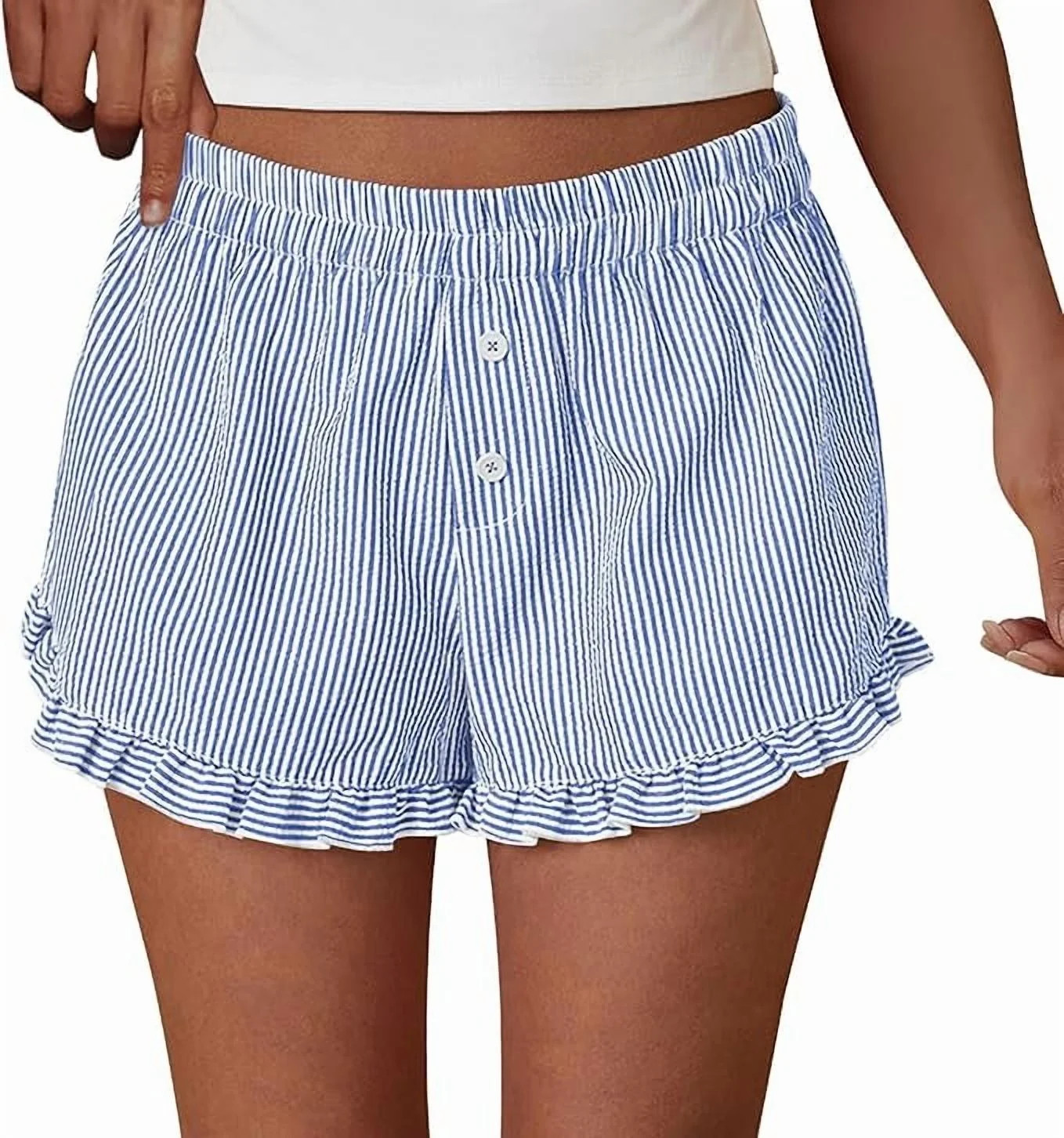 PRETTYGARDEN Womens Boxer Shorts Y2K Ruffle Shorts Summer Spring Lounge Striped Casual Beach Bott... | Walmart (US)