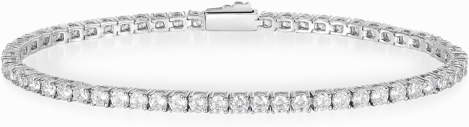 Gemsme 3mm Tennis Bracelet, 18k White Gold Plated 3MM Iced Out Round Cubic Zirconia Tennis Bracel... | Amazon (US)