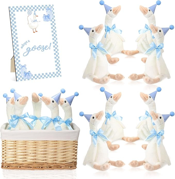 8 Sets One Silly Goose 1st Birthday Decoration 15.7 Inch Soft Silly Goose Stuffed Animal Hat with... | Amazon (US)