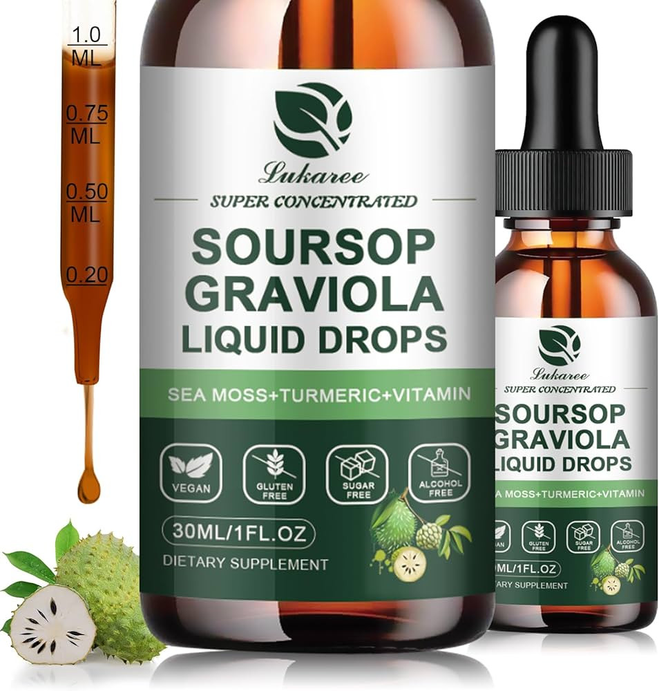 (2 Pack) Soursop Graviola Leaf Extract Liquid Drop Plus Pure Botanical Sea Moss for Cell Support ... | Amazon (US)