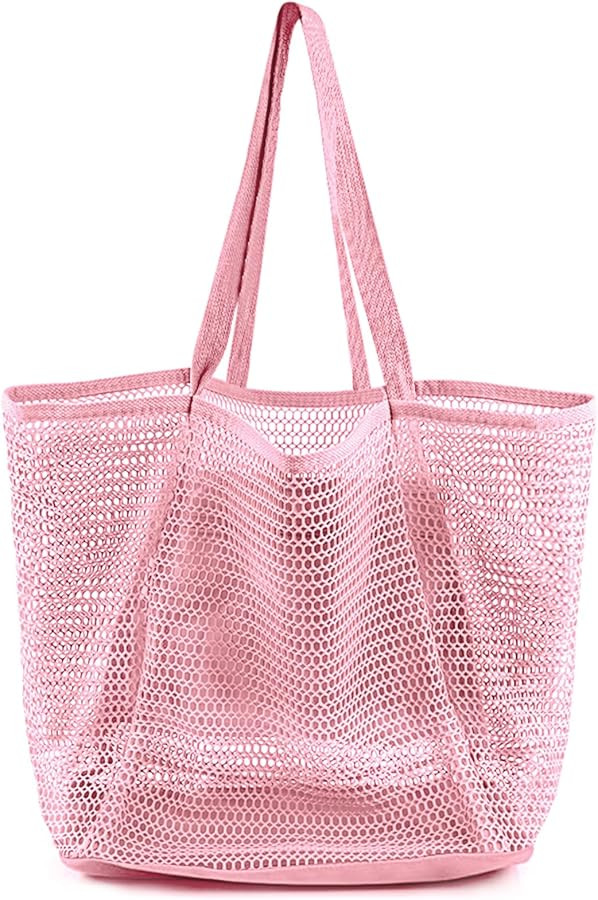 Beach Bags for Women, Summer Travel Mesh Tote Bag with Large Inner Pocket, Sandproof Woven Should... | Amazon (US)