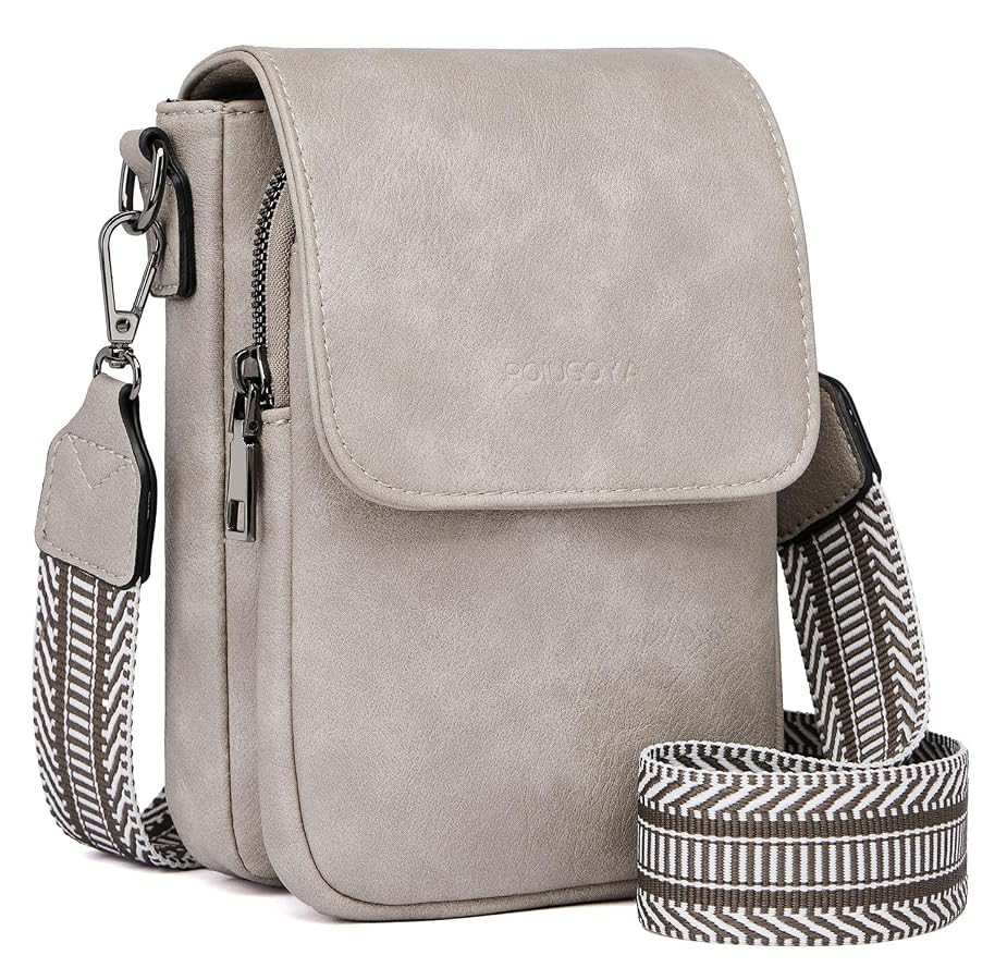 POIUGOYA Small Crossbody Bags for Women Trendy,Leather Triple Compartment Cell Phone Crossbody Wa... | Amazon (US)