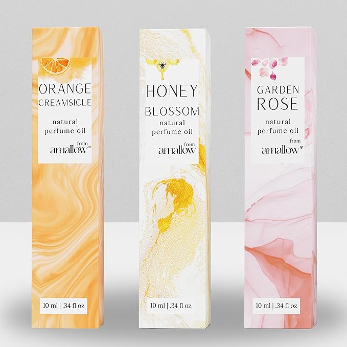 Amallow Natural Perfume Rollerball Trio – Organic Essential Oil Fragrance Set with Honey Blosso... | Amazon (US)