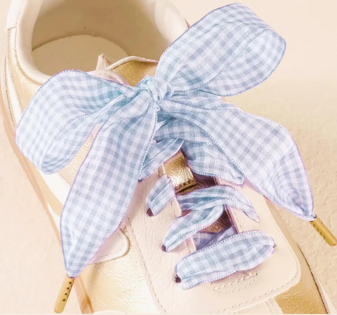 Gingham Carolina Blue Shoe Laces - Etsy | Etsy (Global)