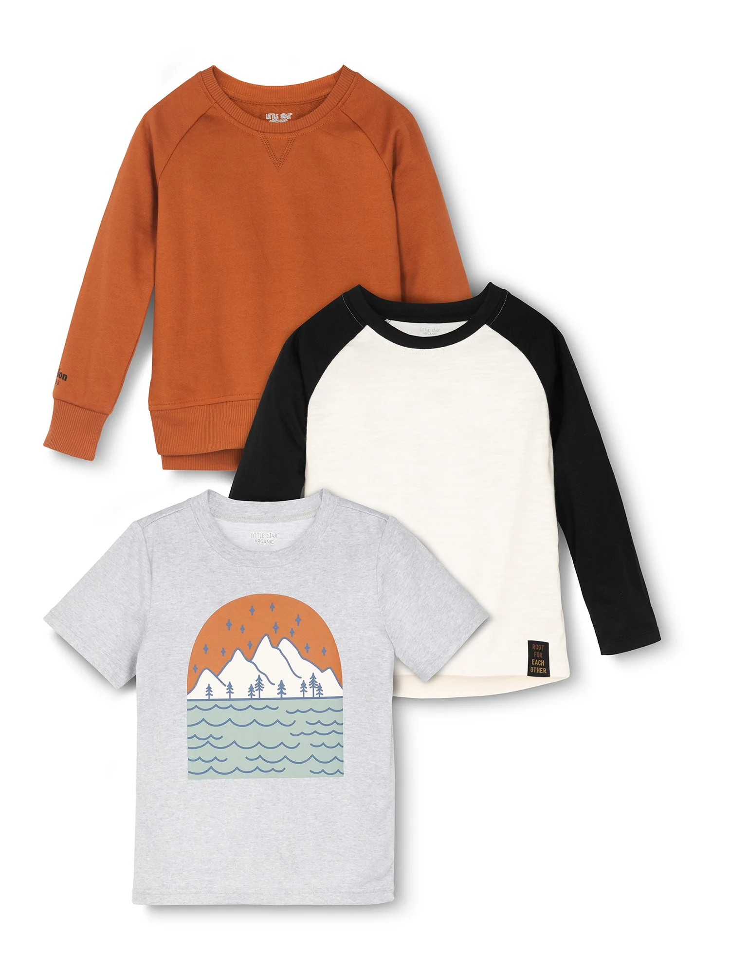 Little Star Organic Toddler Boy 3Pc Mixed Set T-Shirts, Size 12M- 5T - Walmart.com | Walmart (US)