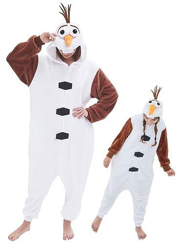 GONAAP Unisex Adult Olaf Onesie Pajamas Animal One Piece Costume Cosplay Sleepwear (Olaf, Small) | Amazon (US)