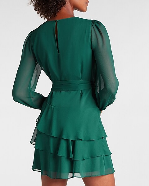 Tiered Ruffle Fit And Flare Dress | Express