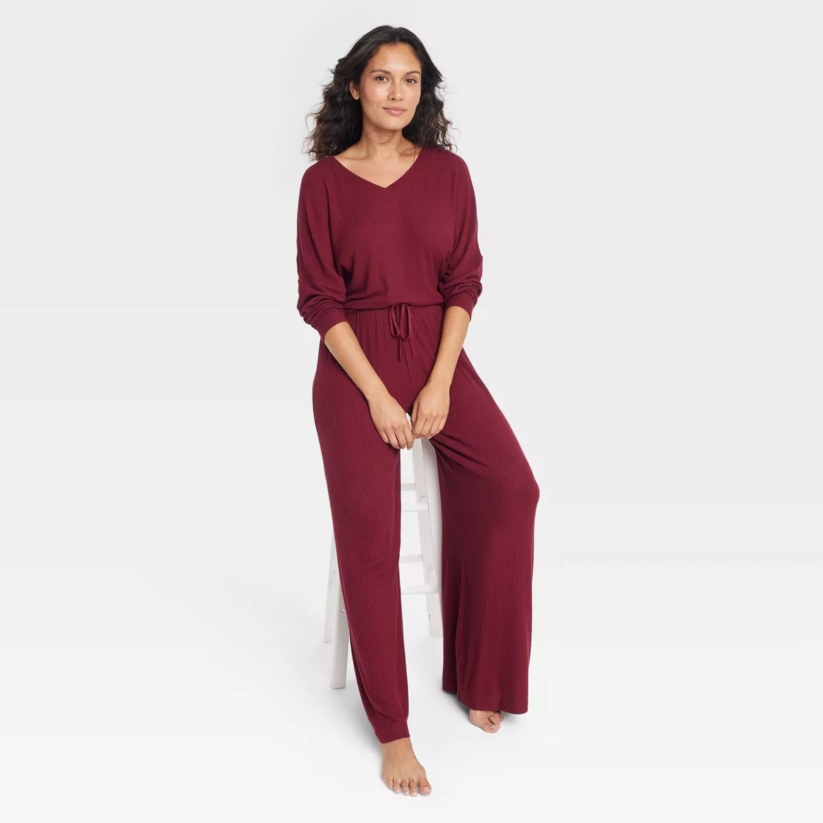 Women's Cozy Ribbed Wide Leg Pants - Auden™ Red XL | Target